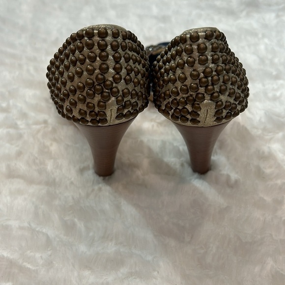 Giuseppe Zanotti Rhinestone Studded Bronze And Brown w Denim Insole Sandals 6.5 - Picture 6 of 12